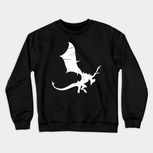 Distressed Fantasy Dragon Silhouette Crewneck Sweatshirt